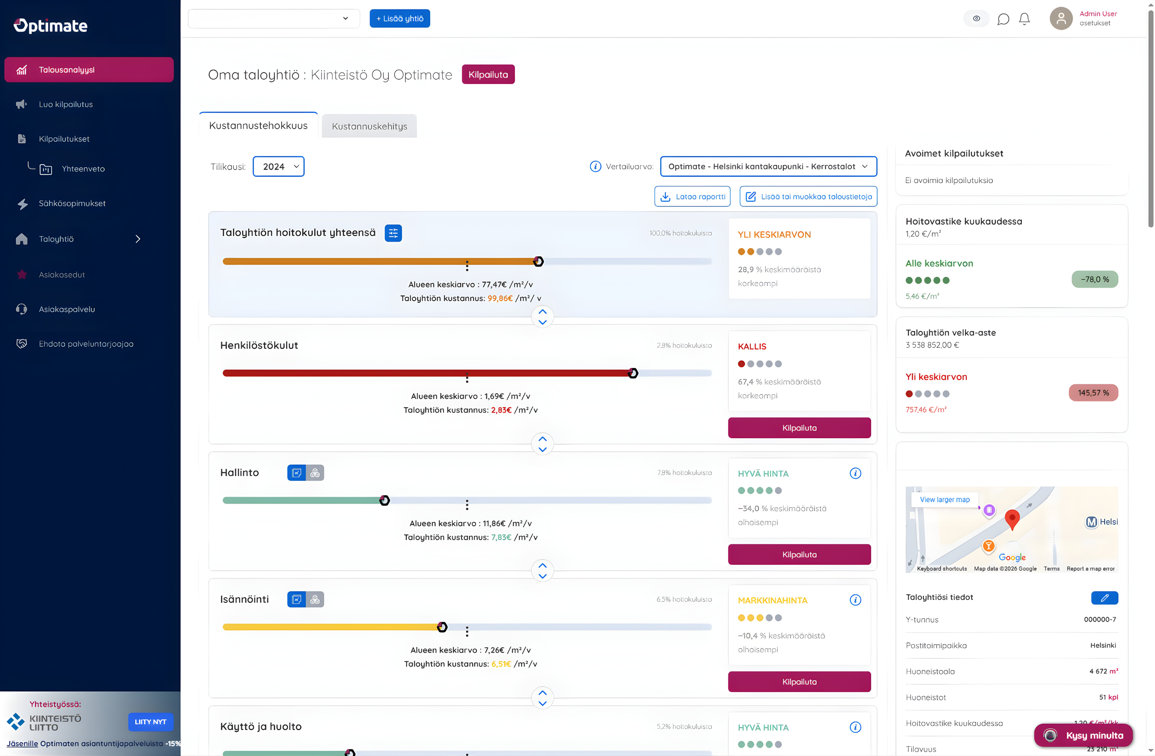 Optimate talousanalyysi - taloyhtion kustannustehokkuus nakymassa